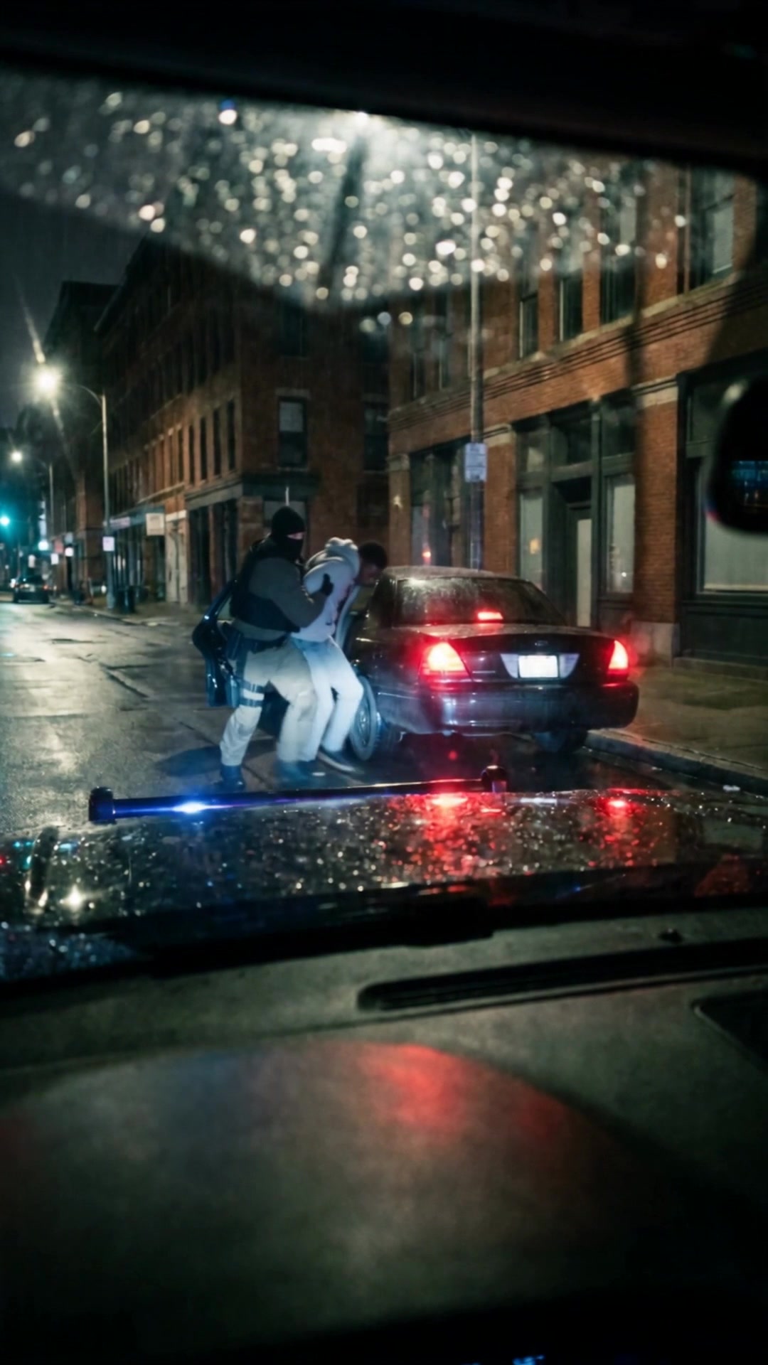 A masked ICE agent pulling a young man out of a car at night - Ankin Law dramatization