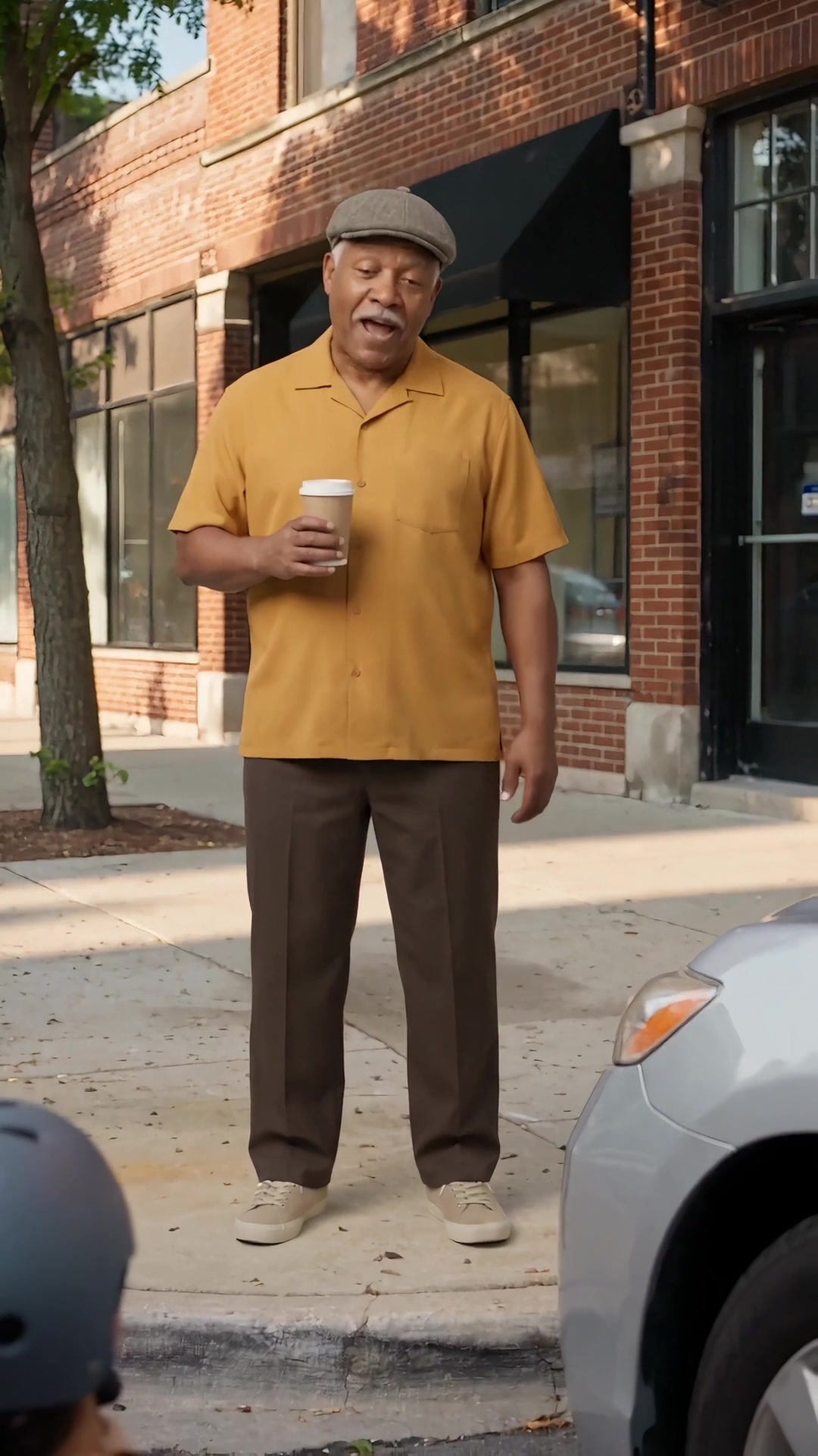 Bystander on a Chicago sidewalk after a dooring - Ankin Law dramatization