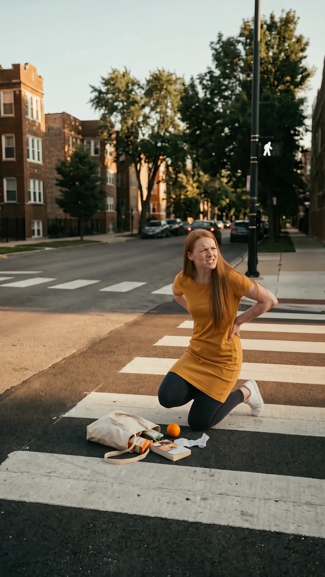 Car leaving the scene after striking a pedestrian in a Chicago crosswalk - Ankin Law dramatization