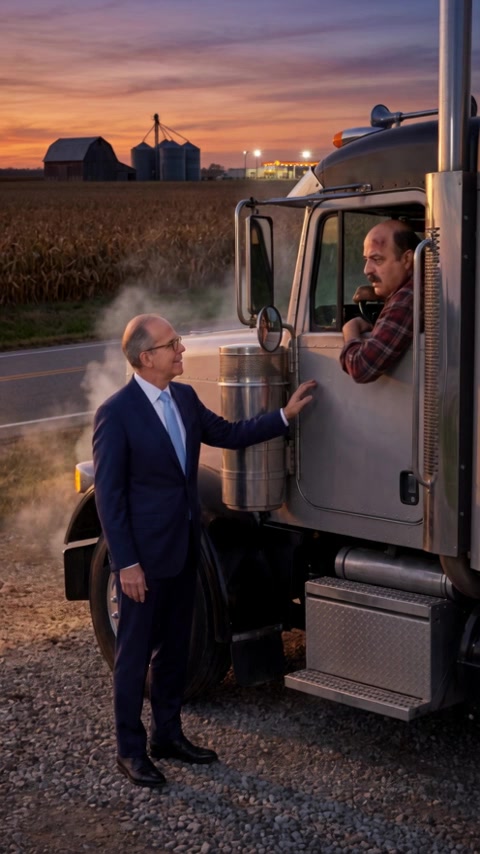 Howard Ankin at the cab door explaining who is liable in an Illinois truck rear-end crash - Ankin Law