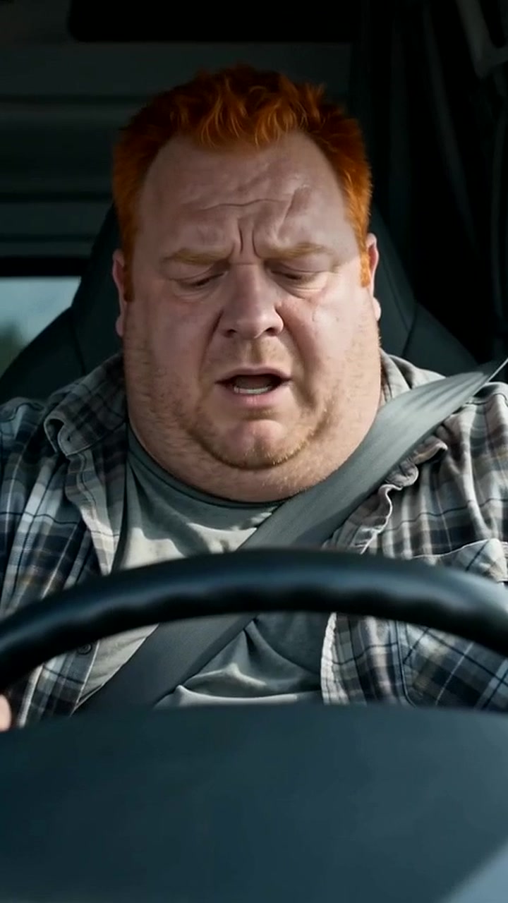 Truck driver in his cab after a highway crash - Ankin Law dramatization