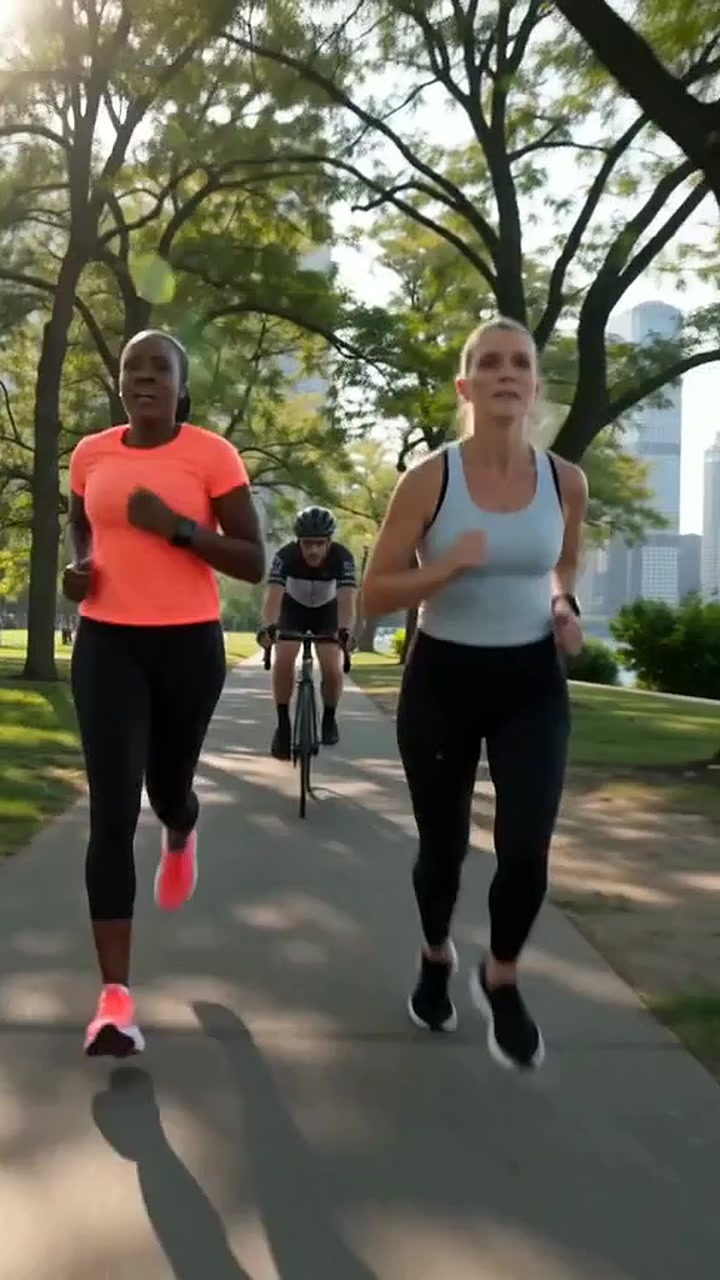 Runners on a shared path with a cyclist coming up behind them - Ankin Law dramatization