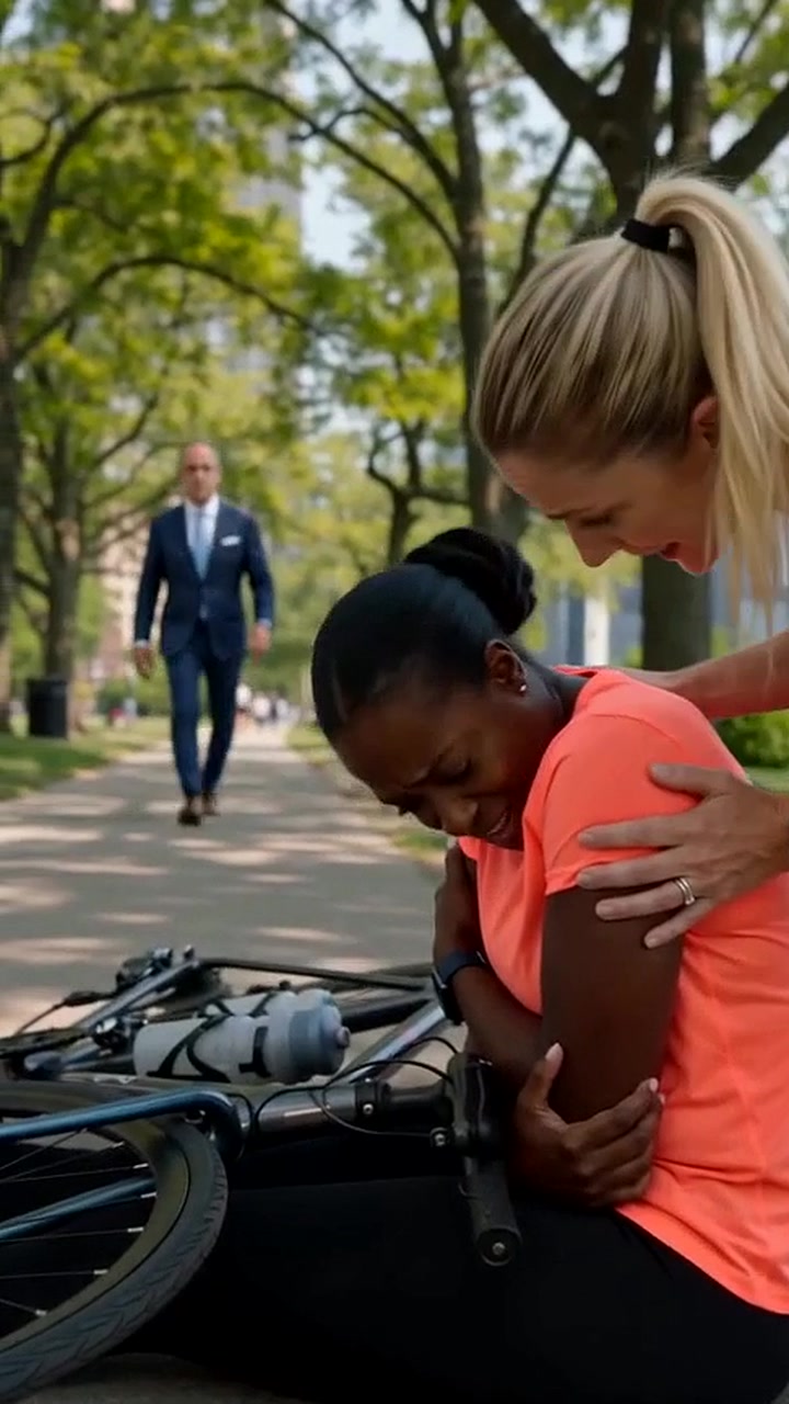 Pedestrian on the ground after being struck by a bicycle on a shared path - Ankin Law dramatization